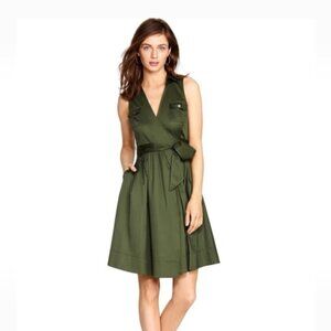 White House Black Market Sleeveless Safari Green Wrap Dress